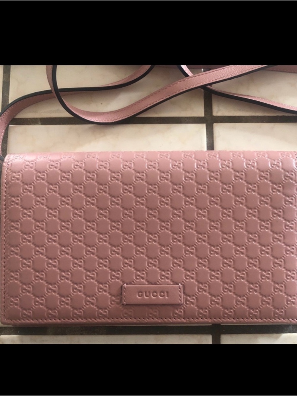 Gucci Blush Pink Embossed GG Crossbody Wallet